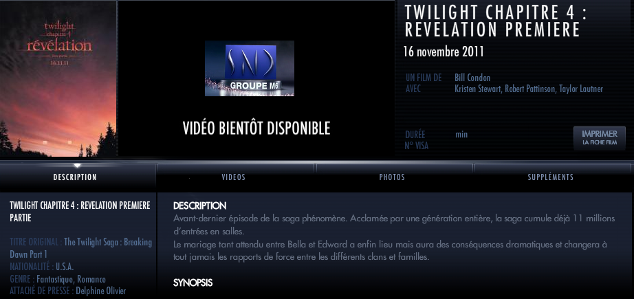 [Breaking Dawn] La description officielle du film