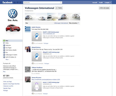 Greenpeace s'empare du mur Facebook de Volkswagen
