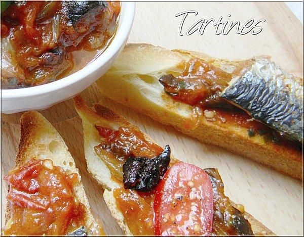 Tartines aux Sardines Fraîches & Chutney de Tomates aux Olives