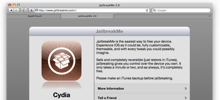 TUTO JailbreakMe 3.0 : Jailbreak iOS 4.3.3 iPad 2, 1G, iPhone 4, 3GS, iPod Touch 4G, 3G