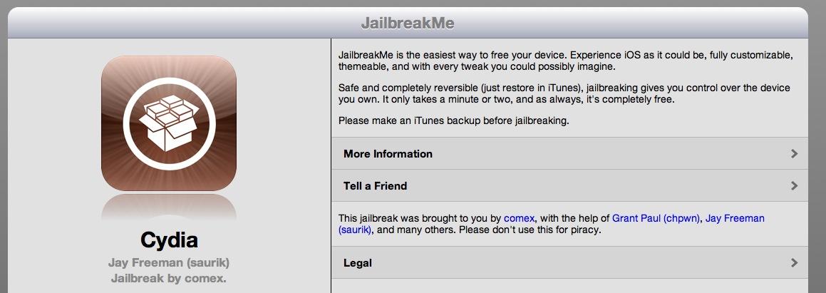 jailbreakme La 3ème mouture de JailbreakMe disponible !