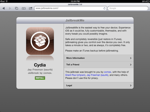 [JailbreakMe] Le jailbreak d'un simple clic disponible pour iPhone et iPad iOS 4.3.3...