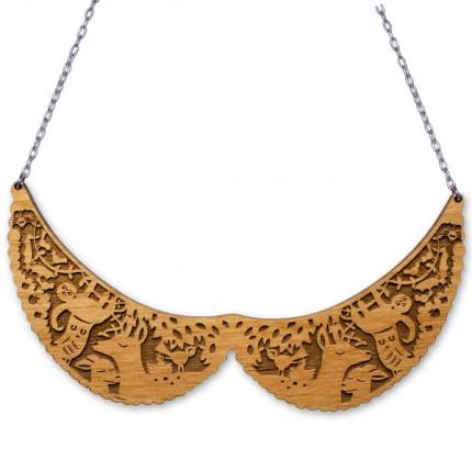 Wooden Collar Necklace - jungle