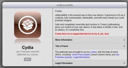 une version 4.3.4 pour corriger la faille de Jailbreakme.com