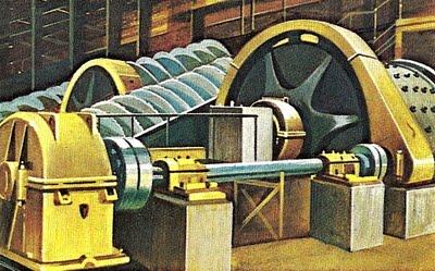 Grand moulin où la roche contenant de l'or est broyé en poudre