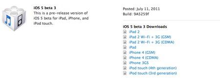 IOS 5 bêta 3 et iTunes 10.5 bêta 3 sont disponibles!