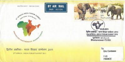 2ème sommet Afrique-Inde sur timbres indiens