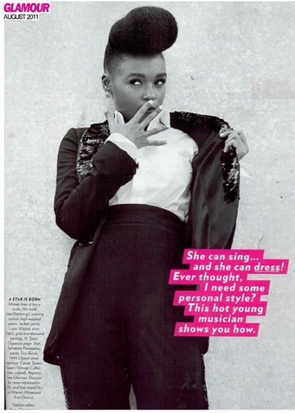 Janelle Monae à la une du magazine Glamour (US)