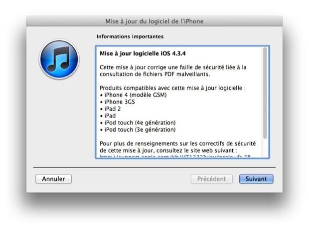 iOS 4.3.4 disponible !