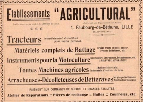 Juillet 1921: Exposition de machines agricoles à Lille.