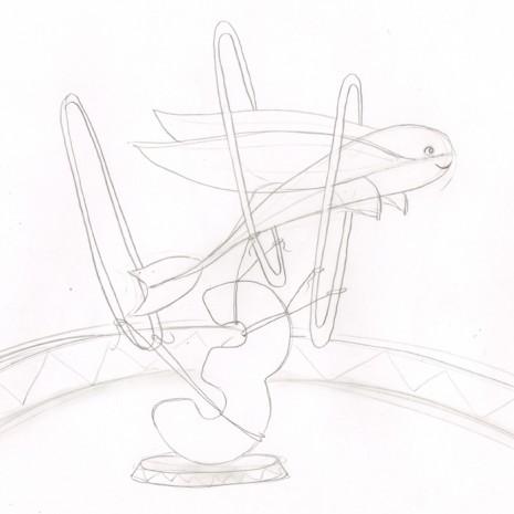 poisson volant qui passe entre les cerceaux