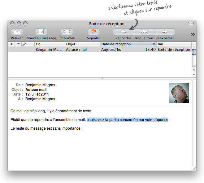 Répondre uniquement à une partie d’un mail Paperblog
