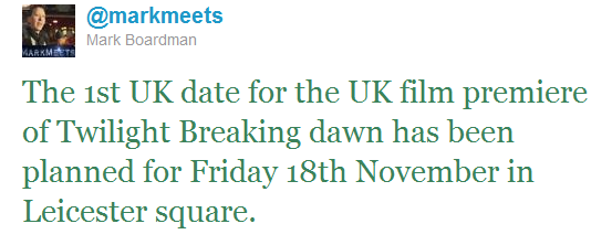 Découvrez la date de l'avant-première Londonienne de Breaking Dawn (part 1)