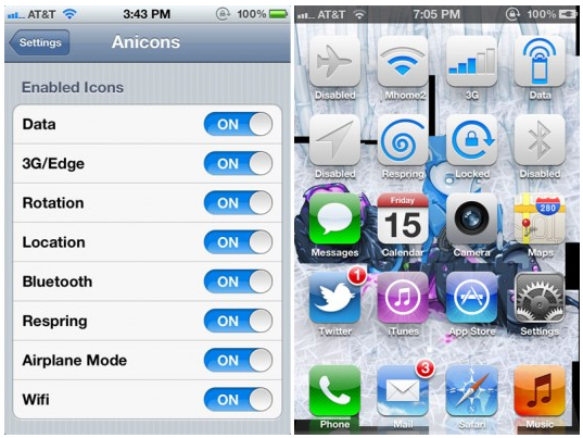 Anicons disponible sur le Cydia Store