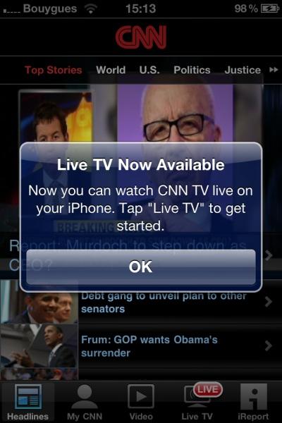 Regarder CNN en live sur iOS