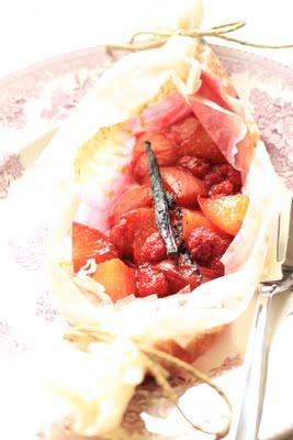 Pêches /framboises en crumble ou en papillotte ?
