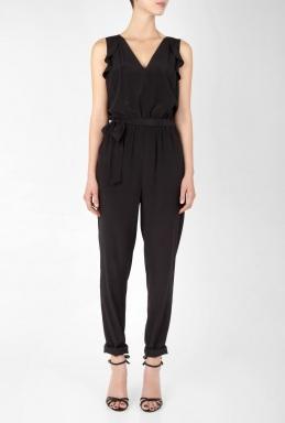 Black Sleeveless V Neck Jumpsuit by DKNY