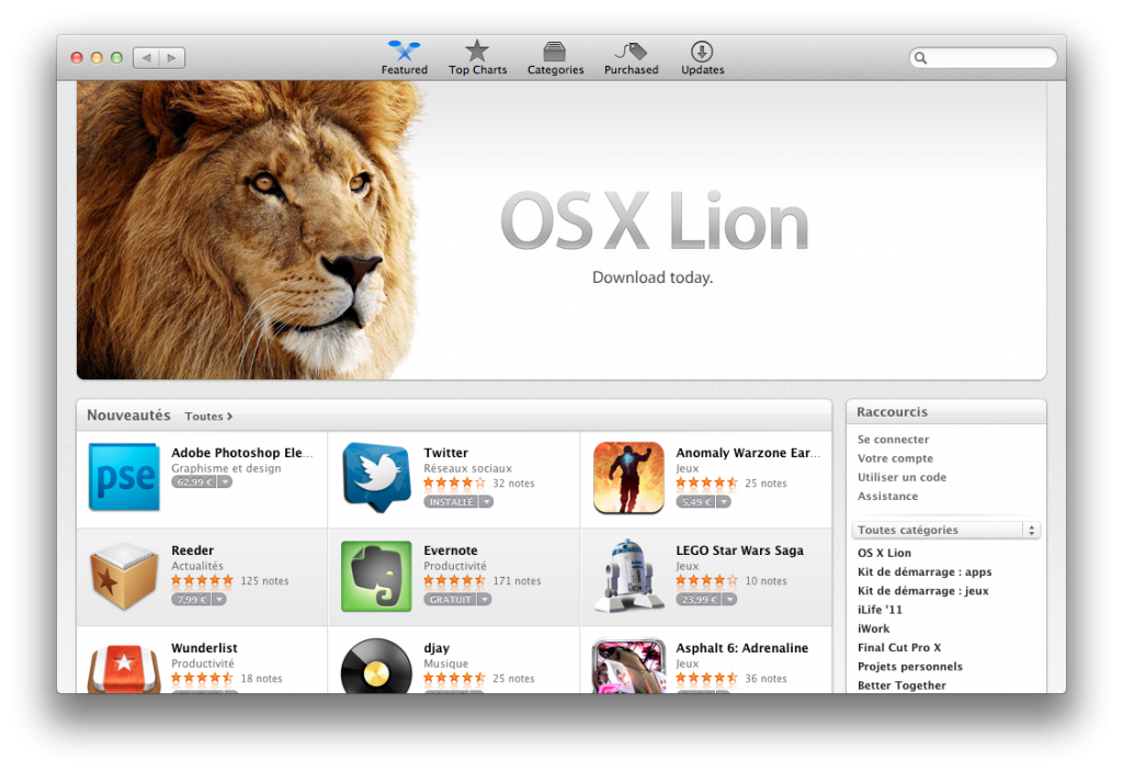OS X Lion : 1 million de téléchargements en 24 heures