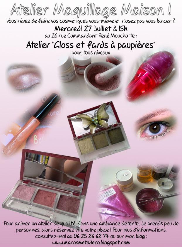 Mercredi prochain, j'organise un atelier Maquillage, Gloss et fards à paupières :)