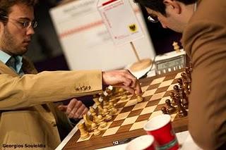 Echecs à Dortmund : Vladimir Kramnik (2785) 1-0 Ruslan Ponomariov (2743) © Photo Georgios Souleidis