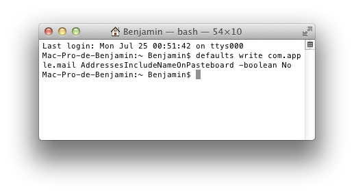 Copiez les adresses exactes dans Mail