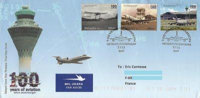 100 ans d'aviation sur timbres malaisiens