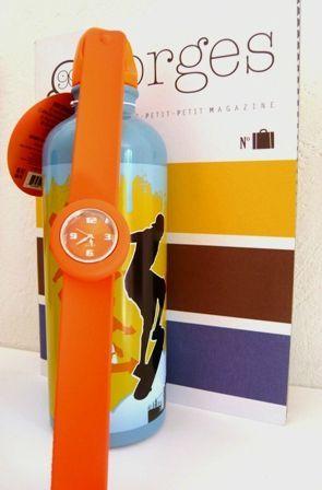 cadeau enfant georges montre clic clac gourde skate