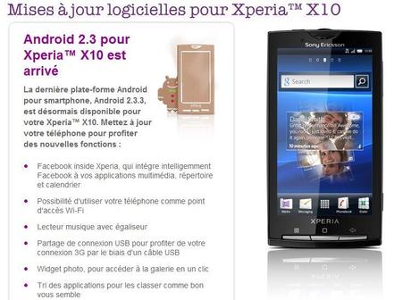 xperia X10 Le Sony Ericsson Xperia X10 passe à Gingerbread !