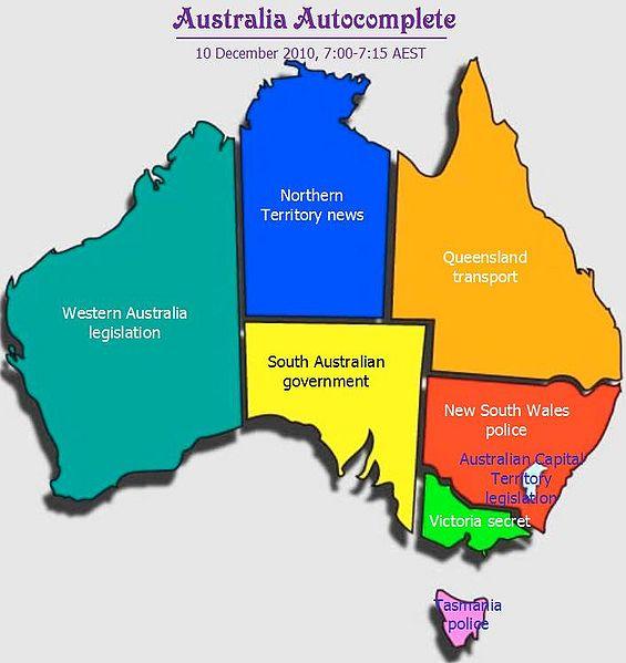 Carte Australie Google aucompletion Les cartes selon les suggestions Google