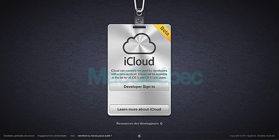 Légères modifications à l’interface web d’iCloudu)