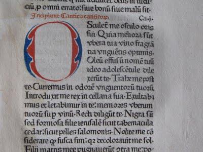 Images autour du livre XVI: la première Bible imprimée en France, une biblia latina de 1476-77, par Crantz et Friburger, à Paris, au Soleil d'Or