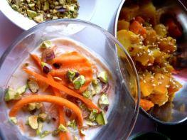 Raïta à la carotte et autres condiments indiens