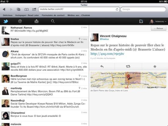 twitter ipad 2 Twitter.com pour iPad, une application Web efficace!