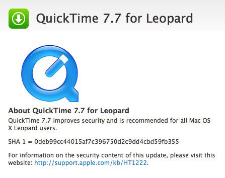 QuickTime 7.7 désormais disponible