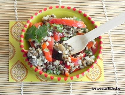 Lentils and Aubergine salad – Salade aux lentilles et aubergine