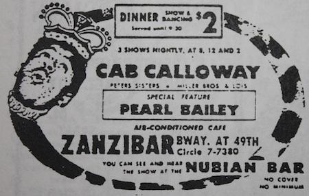 7 août 1946 : Cab Calloway et Pearl Bailey au Zanzibar Café