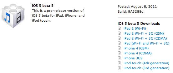ios5 beta 5 La beta 5 diOS 5 disponible