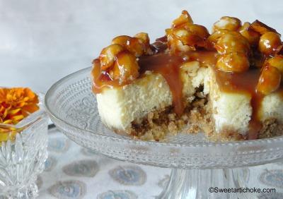 Caramel and macadamia Cheesecake – Cheesecake au caramel et aux noix de macadamia