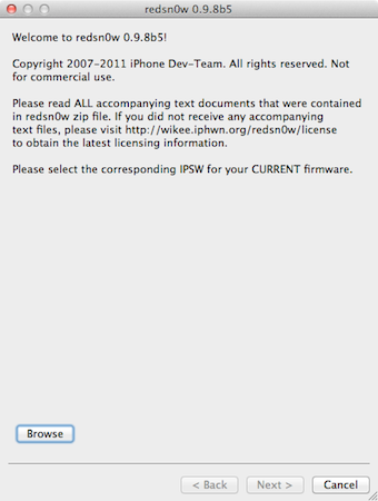 Jailbreaker de iOS 5 bêta 5 Tethered avec Redsn0w 0.9.8b5