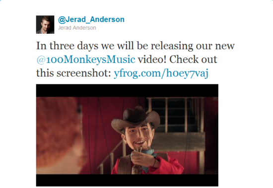 Dans trois jours le nouveau clip de Jackson Rathbone et les 100 Monkeys