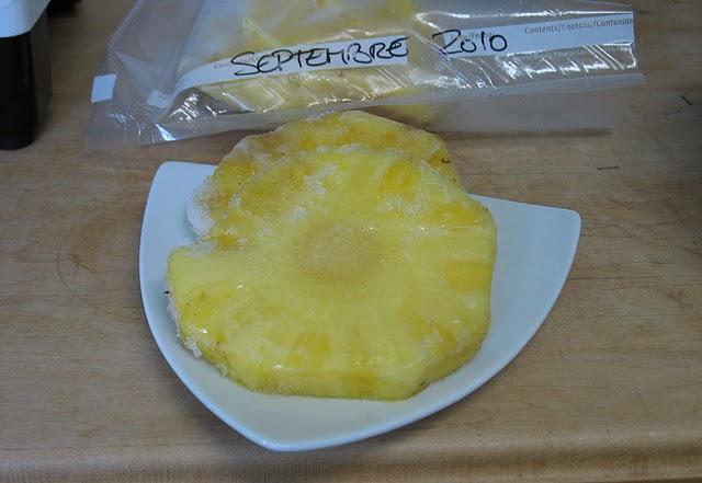 sorbet à l'ananas, basilic & gingembre, sans sorbetière