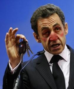 Nicolas Sarkozy bourré (Caricature H16) Tous les clignotants sont au vert. Vif.