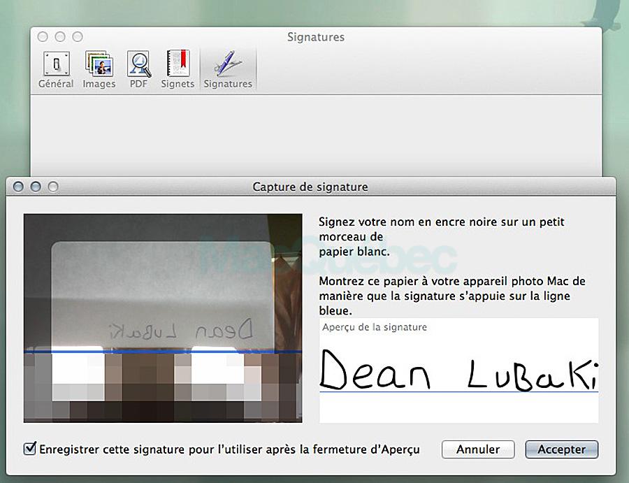Numériser votre signature avec Aperçu