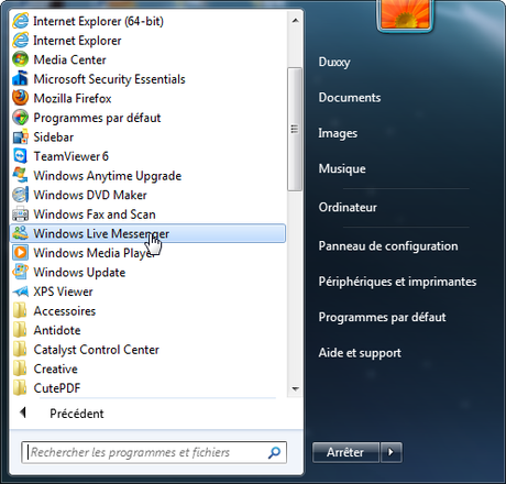Windows Live Messenger dans la zone de notification de Windows 7