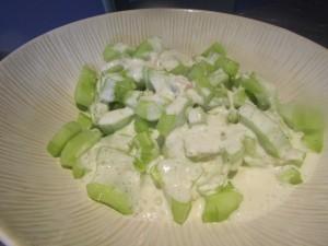 salade de concombres au yaourt et échalotte