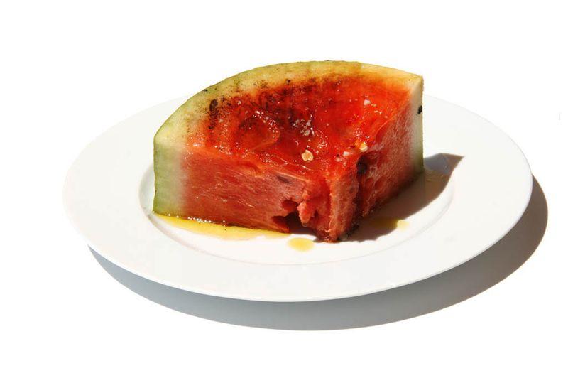 Barbequed watermelon pasteque au romarin