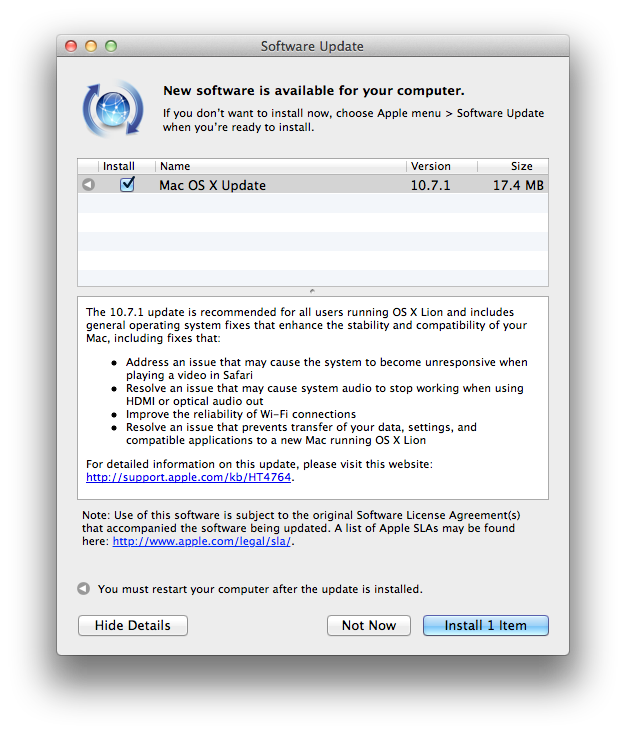osx lion maj OS X Lion 10.7.1 est disponible