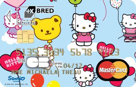 Les cartes bancaires Hello kitty chez Bred