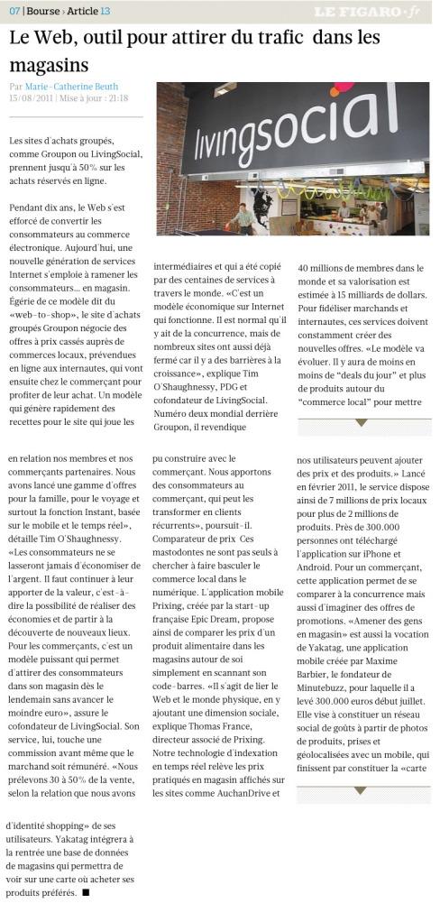Ils parlent du ROPO, Web2Store: Le Figaro 15 août 2011