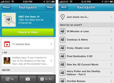 events 2 Le check in des évènements dans Foursquare